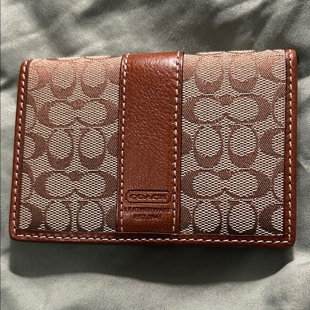Coach Tan and Brown Signature Wallet